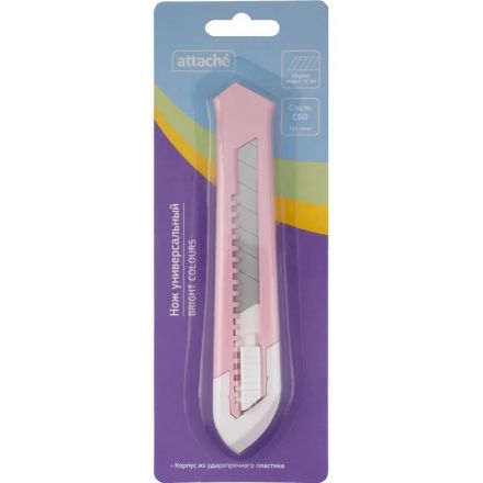 Нож универсальный Attache 18 мм пластиковый роз.авто