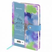Ежедневник недатированный А5 138х213 мм BRAUBERG "Nebula", под кожу, застежка 160 л., синий микс, 116238