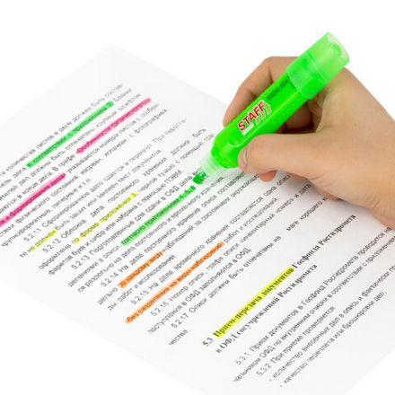 Набор текстовыделителей 4 НЕОНОВЫХ ЦВЕТА, STAFF "EVERYDAY HL-707", линия 1-5 мм, скошенный наконечник, 152548