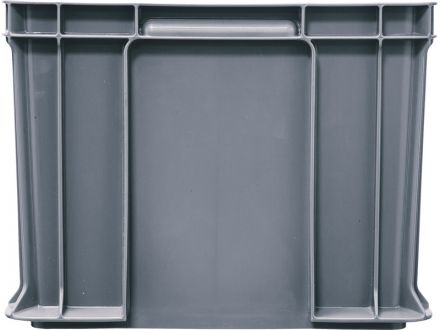 Ящик 400х300х230 сплошной, с внешней ручкой  серый