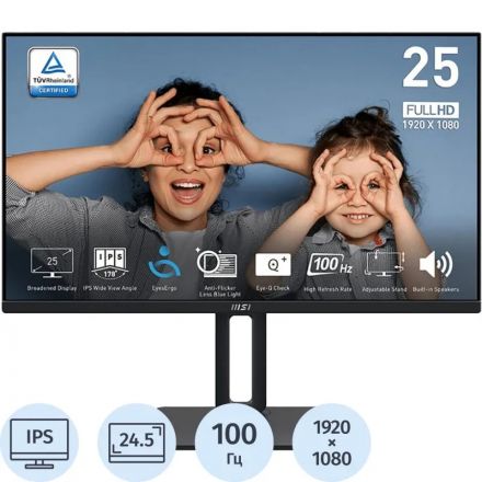 Монитор MSI PRO  MP251P (9S6-3PC29M-033)24,5/FHD/IPS/100Hz/300cd/4ms