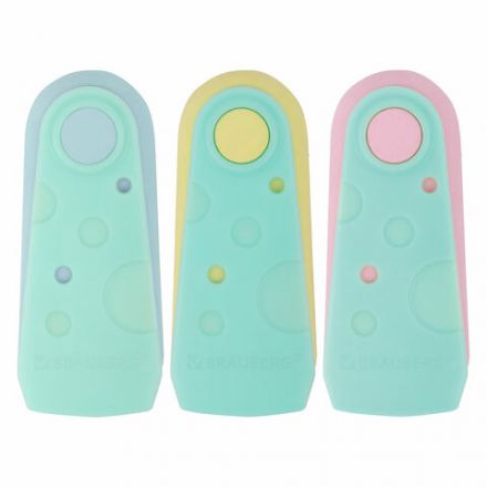Ластики BRAUBERG "ULTRA PASTEL", НАБОР 3 ШТУКИ, 57х24х15 мм, ассорти пастель, бирюзовый пластиковый держатель, блистер, 272689