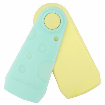 Ластики BRAUBERG "ULTRA PASTEL", НАБОР 3 ШТУКИ, 57х24х15 мм, ассорти пастель, бирюзовый пластиковый держатель, блистер, 272689