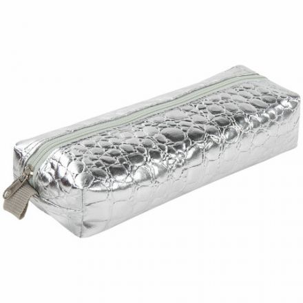 Пенал-косметичка BRAUBERG, "крокодиловая кожа", 20х6х4 см, "Ultra silver", 270851