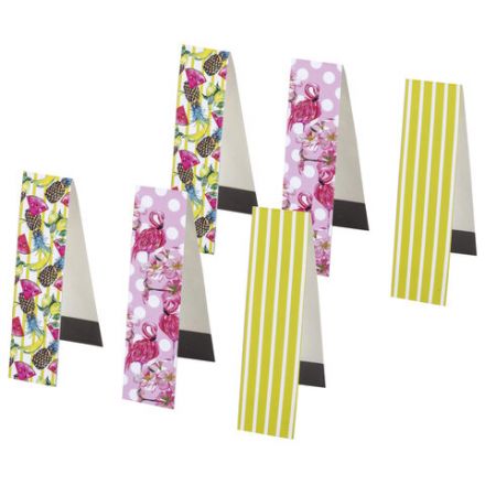 Закладки для книг с магнитом "ТРОПИКИ", набор 6 шт., блестки, 25x196 мм, ЮНЛАНДИЯ, 111637