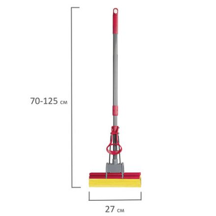 Швабра самоотжимная, роликовый двойной отжим, насадка PVA 27 см, телескопический черенок 125 см, LAIMA, 603597 Швабра самоотжимная, роликовый двойной отжим, насадка PVA 27 см, телескопический черенок 125 см, LAIMA, 603597