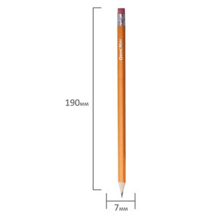 Карандаши чернографитные простые с ластиком HB, ВЫГОДНАЯ УПАКОВКА КОМПЛЕКТ 48 штук, ОФИСМАГ, 180639