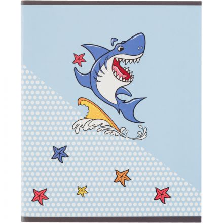 Тетрадь общая А5 48л №1School Shark,клет,скреп, ВД-лак