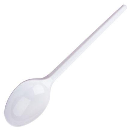 Ложка столовая одноразовая пластиковая 165 мм, белая, КОМПЛЕКТ 100 шт., БЮДЖЕТ, LAIMA, 600947