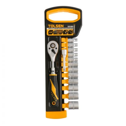 Набор головок торцевых с трещоткой 1/4, 4-14 мм, 14 предметов TOLSEN