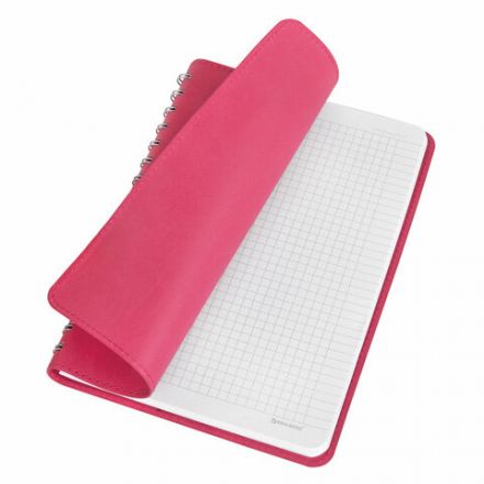 Бизнес-тетрадь на гребне А5 148x218 мм, BRAUBERG "Office PRO", под кожу, клетка, 80 л., розовая, 111042