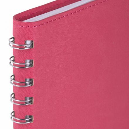 Бизнес-тетрадь на гребне А5 148x218 мм, BRAUBERG "Office PRO", под кожу, клетка, 80 л., розовая, 111042