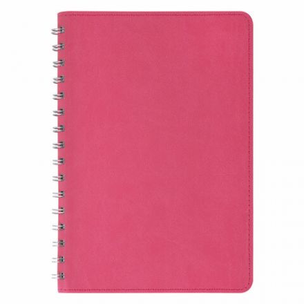 Бизнес-тетрадь на гребне А5 148x218 мм, BRAUBERG "Office PRO", под кожу, клетка, 80 л., розовая, 111042
