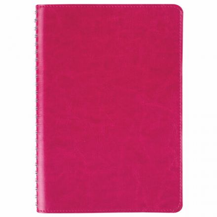 Бизнес-тетрадь на гребне А5 148x218 мм, BRAUBERG "Office PRO", под кожу, клетка, 80 л., розовая, 111042