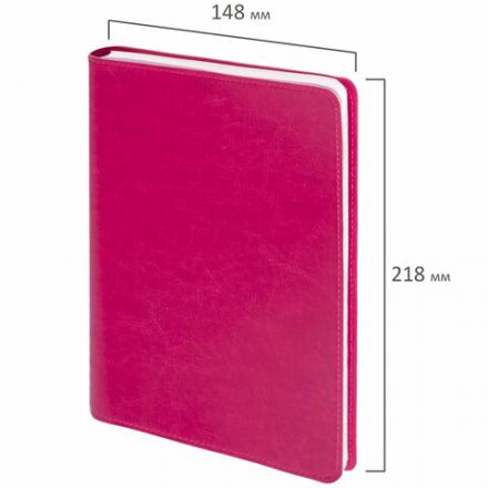 Бизнес-тетрадь на гребне А5 148x218 мм, BRAUBERG "Office PRO", под кожу, клетка, 80 л., розовая, 111042