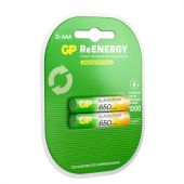 Батарейки аккумуляторные GP ReEnergy Ni-Mh мизинчиковые КОМПЛЕКТ 2 шт., ААА (HR03), 650 mAh, 65AAAHCRGY, 65AAAHCRGY-2CRC Батарейки аккумуляторные GP ReEnergy Ni-Mh мизинчиковые КОМПЛЕКТ 2 шт., ААА (HR03), 650 mAh, 65AAAHCRGY, 65AAAHCRGY-2CRC