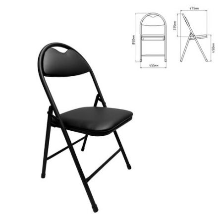 Стул складной для дома и офиса РС94, черный каркас, экокожа черный