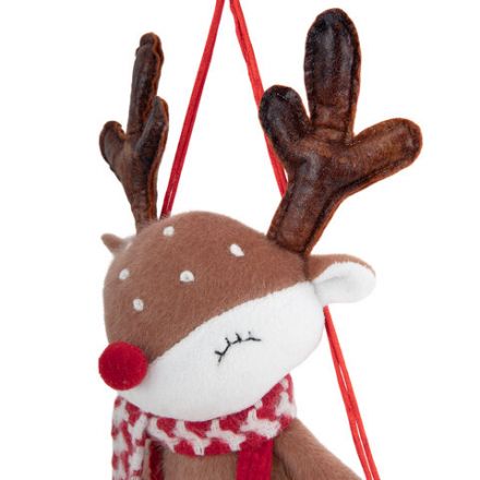 Украшение новогоднее интерьерное 40 см "Оленёнок на качелях", полиэстер, ЗОЛОТАЯ СКАЗКА, 592506