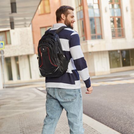 Рюкзак BRAUBERG HIGH SCHOOL универсальный, 3 отделения, "Легенда", черный/красный, 46х31х18 см, 271651