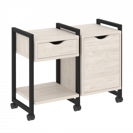 Loft Тумба на колесных опорах наборная. Вариант №3 VR.L-TN-3.K Денвер светлый/Чёрный металл 970*460*767