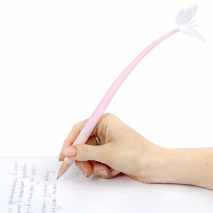 Ручка фигурная шариковая ЮНЛАНДИЯ "Бабочка", силиконовый корпус, ассорти, СИНЯЯ, пишущий узел 0,7 мм, 143795