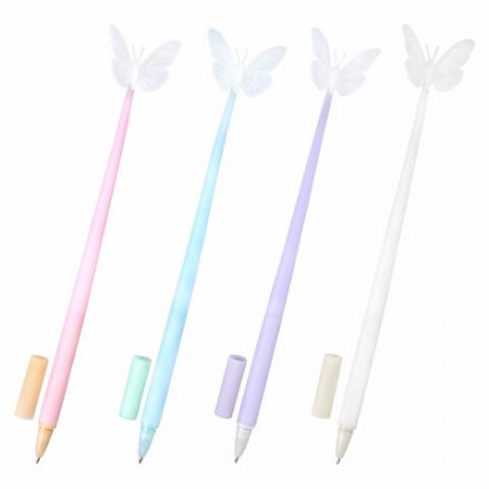 Ручка фигурная шариковая ЮНЛАНДИЯ "Бабочка", силиконовый корпус, ассорти, СИНЯЯ, пишущий узел 0,7 мм, 143795