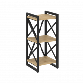 Loft Стеллаж на регулируемых опорах-3 полки VR.L-MST.O-3.4 Тиквуд светлый/Чёрный металл 400*400*910