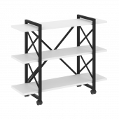 Loft Стеллаж на колесных опорах-3 полки VR.L-MST.K-3.8V Белый бриллиант/Чёрный металл 1200*400*968