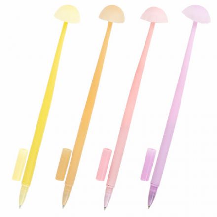 Ручка фигурная шариковая ЮНЛАНДИЯ "Гриб", силиконовый корпус, ассорти, СИНЯЯ, пишущий узел 0,7 мм, 143796