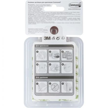 Застежки самоклеящиеся Command для картин, белые, большие, 8 пар (17206-2)