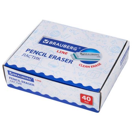 Ластик BRAUBERG "Line", 57х18х8 мм, белый, прямоугольный, скошенные края, 221036 Ластик BRAUBERG "Line", 57х18х8 мм, белый, прямоугольный, скошенные края, 221036