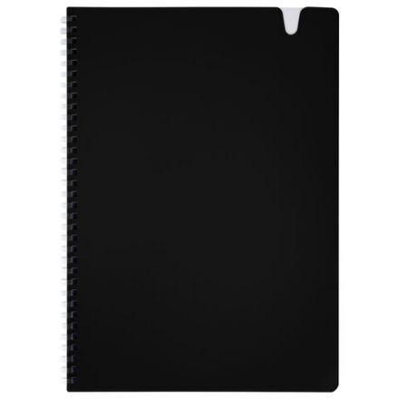 Тетрадь обложка пластик, А4 80 л., гребень мягкий, вырубка для ручки, клетка, BRAUBERG, черный, 405371