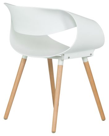 Стул обеденный DOBRIN ALIEN, ножки светлый бук, цвет белый (W-02)