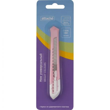 Нож универсальный Attache 9 мм пластиковый роз. авто