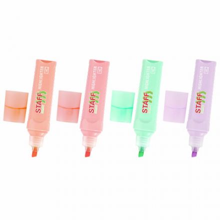 Набор текстовыделителей 4 ПАСТЕЛЬНЫХ ЦВЕТА, STAFF "EVERYDAY HL-707", линия 1-5 мм, скошенный наконечник, 152549