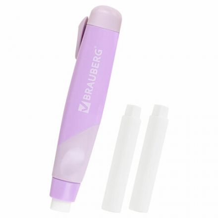 Ластик выдвижной BRAUBERG "REWIND" + 2 сменных ластика, 114х20х20 мм, белый, лавандовый корпус, блистер, 272690 Ластик выдвижной BRAUBERG "REWIND" + 2 сменных ластика, 114х20х20 мм, белый, лавандовый корпус, блистер, 272690