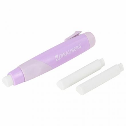 Ластик выдвижной BRAUBERG "REWIND" + 2 сменных ластика, 114х20х20 мм, белый, лавандовый корпус, блистер, 272690 Ластик выдвижной BRAUBERG "REWIND" + 2 сменных ластика, 114х20х20 мм, белый, лавандовый корпус, блистер, 272690