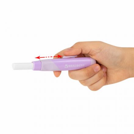 Ластик выдвижной BRAUBERG "REWIND" + 2 сменных ластика, 114х20х20 мм, белый, лавандовый корпус, блистер, 272690 Ластик выдвижной BRAUBERG "REWIND" + 2 сменных ластика, 114х20х20 мм, белый, лавандовый корпус, блистер, 272690