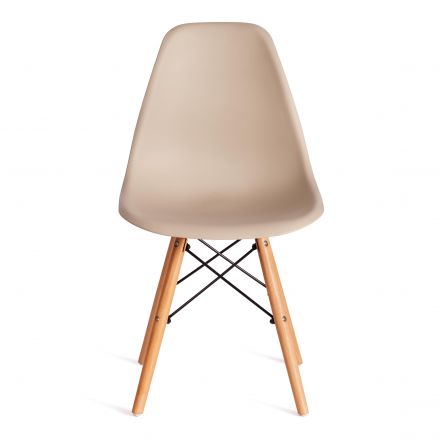 Стул Tetchair CINDY (EAMES) (mod. 1801) дерево бук/металл/сиденье пластик, 45x51x82 см, Beige (Бежевый)