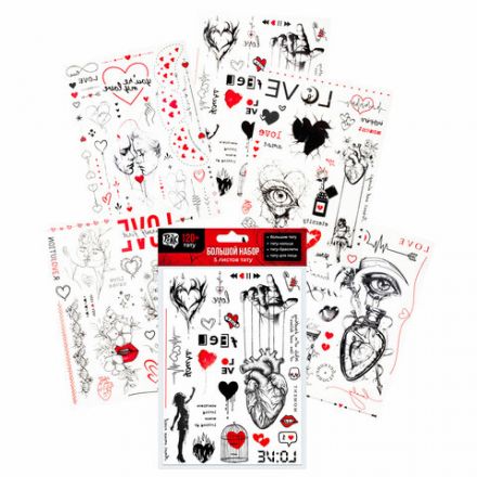 Наклейки-тату, набор 5 листов, АССОРТИ, 21х14,8 см, PY