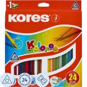 Карандаши цветные Kores 24 цвета трехгранные с точилкой