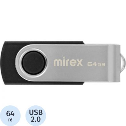 Флеш-память Mirex USB SWIVEL BLACK 64Gb (13600-FMURUS64 )