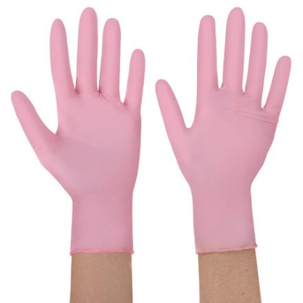 Перчатки нитриловые смотровые SFM Supersoft PINK, Германия, 100 пар (200 штук), размер 9-10, L (большой), розовые
