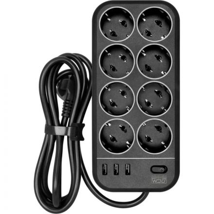 Сетевой фильтр Powercom SP-08 USB03AB 1,8 m (8 розеток) черный Сетевой фильтр Powercom SP-08 USB03AB 1,8 m (8 розеток) черный