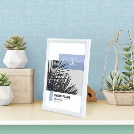 Рамка 21х30 см небьющаяся, багет 17,5 мм, пластик, BRAUBERG "Colorful", белая, 391241