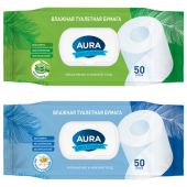 Бумага туалетная влажная 50 шт., AURA "Ultra Comfort" с пластиковым клапаном, 8027 Бумага туалетная влажная 50 шт., AURA "Ultra Comfort" с пластиковым клапаном, 8027