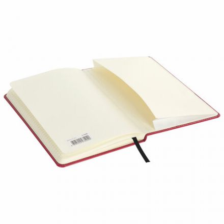 Блокнот А5 (148x218 мм), BRAUBERG "Office", под кожу, 80 л., резинка, клетка, красный, 111030