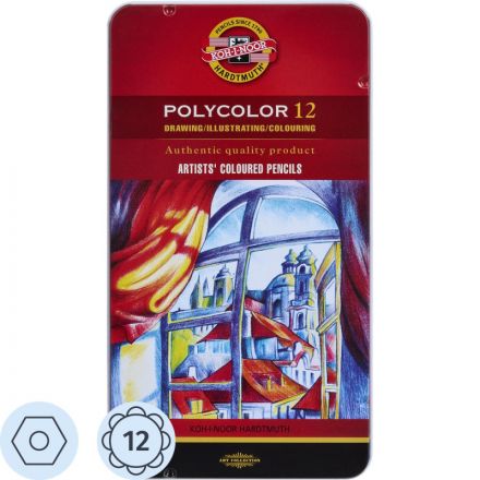 Карандаши цветные худож. POLYCOLOR 3822 12цв/наб мет.кор. 3822012002PL