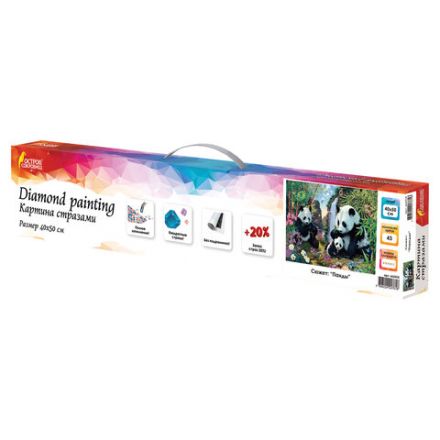 Картина стразами (алмазная мозаика) 40х50 см, ОСТРОВ СОКРОВИЩ "Панды", без подрамника, 662410 Картина стразами (алмазная мозаика) 40х50 см, ОСТРОВ СОКРОВИЩ "Панды", без подрамника, 662410