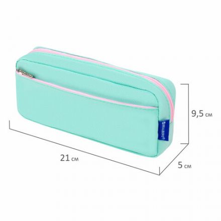 Пенал мягкий BRAUBERG PASTEL, 2 отделения, мятный, 21х9,5х5 см, 272275 Пенал мягкий BRAUBERG PASTEL, 2 отделения, мятный, 21х9,5х5 см, 272275